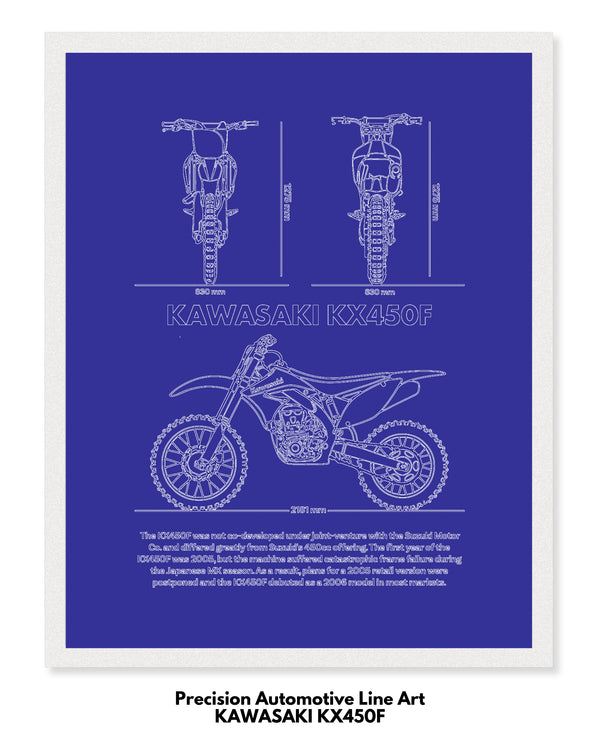 Kawasaki KX450F Blueprint Line Art Poster - Bike Poster