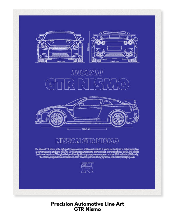 Nissan GTR Nismo Blueprint Line Art Poster