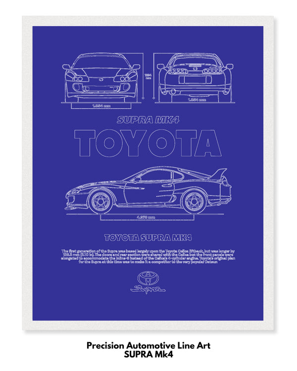 Supra Mk4 Blueprint Line Art Poster