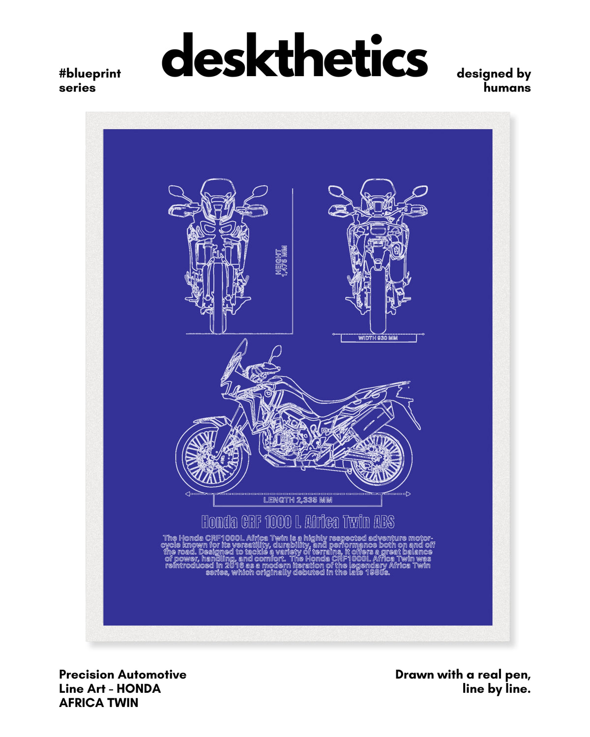 Honda Africa Twin Blueprint Line Art Poster - Bike Poster