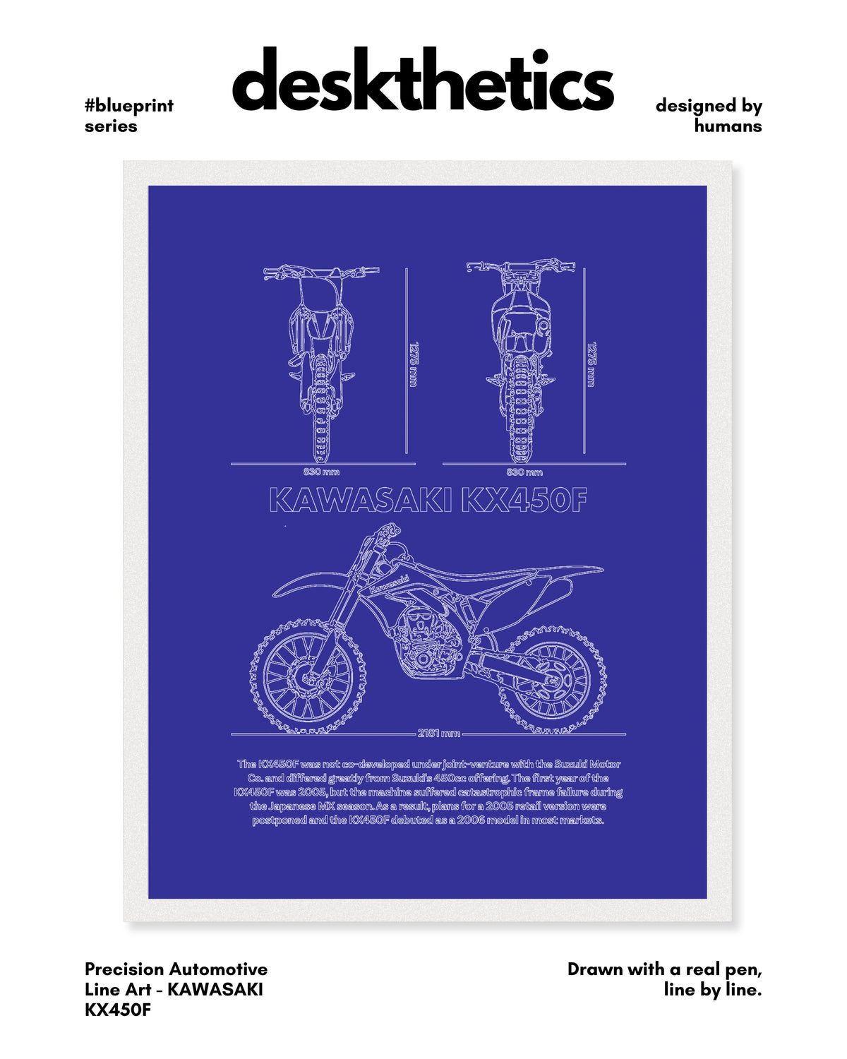 Kawasaki KX450F Blueprint Line Art Poster - Bike Poster