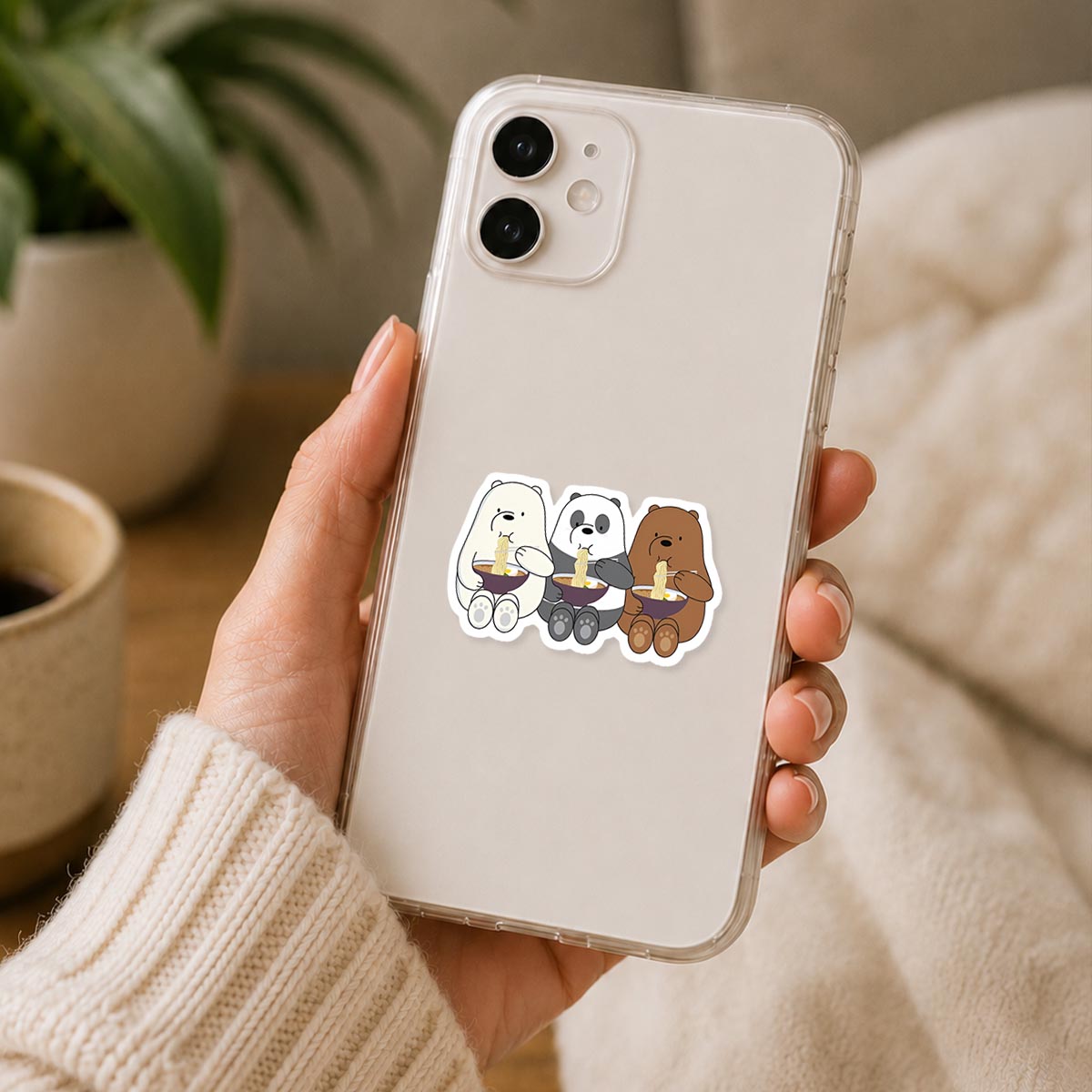 Bears Eating Noodles Sticker