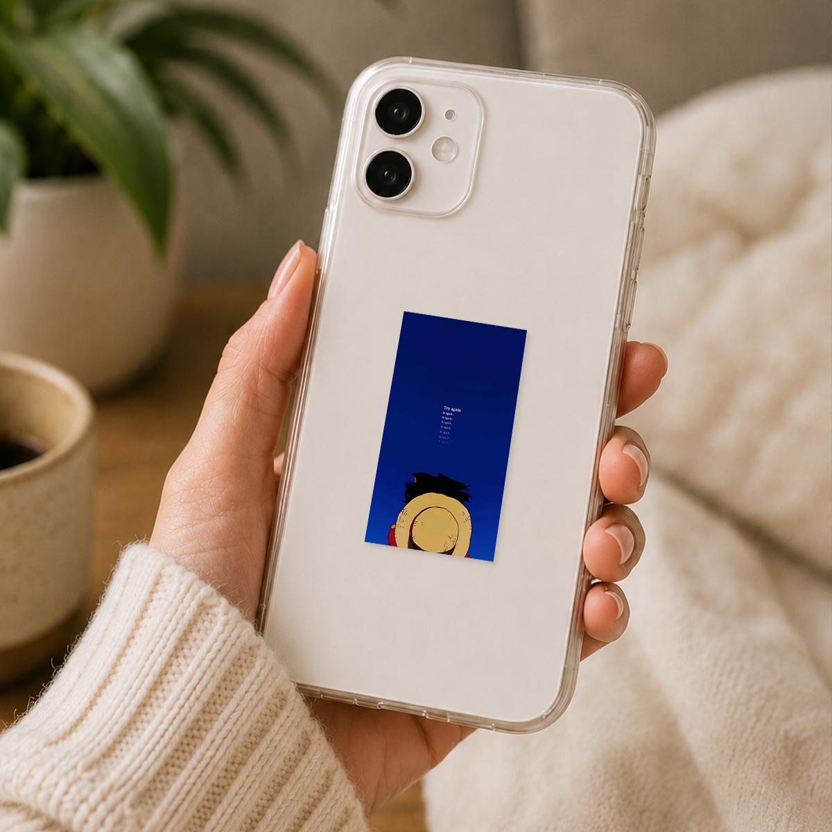 Luffy Blue Minimal Poster Sticker