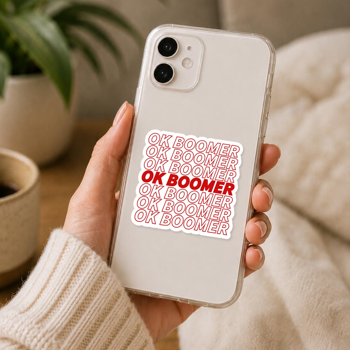 Ok Boomer Red Lettering Sticker