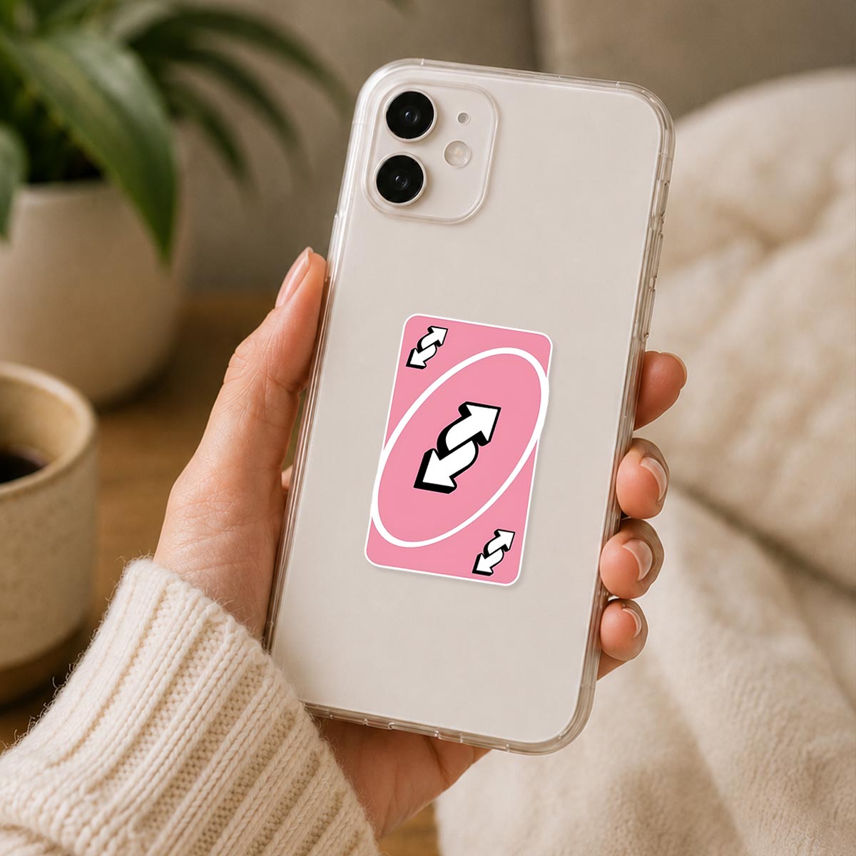 Pink Uno Reverse Card Sticker