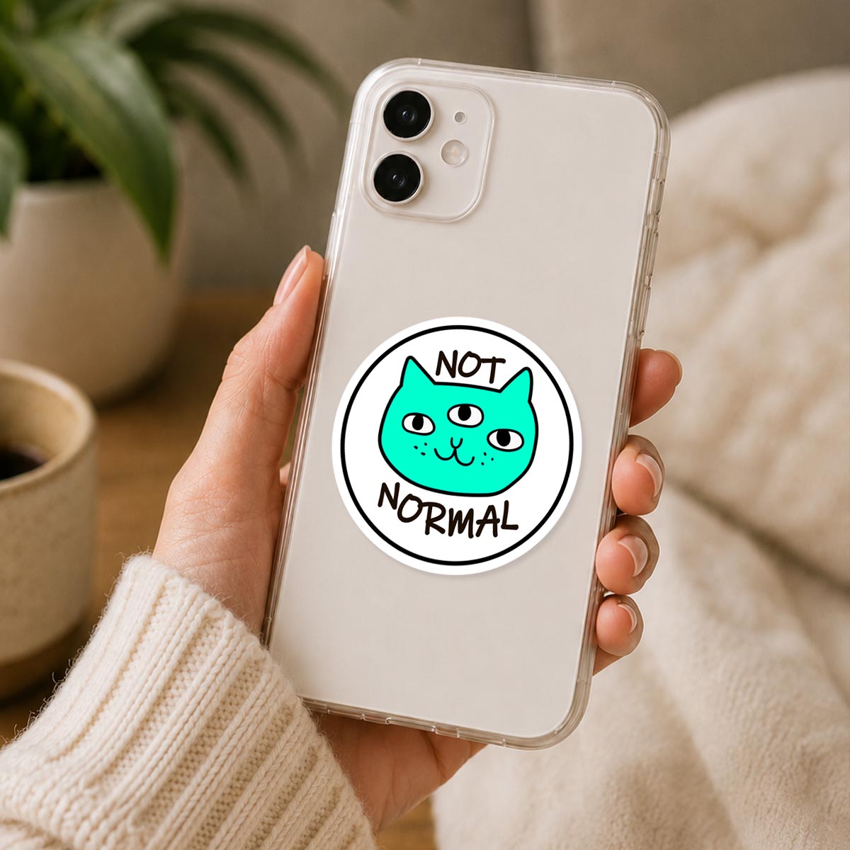 Three Eyed Cat Not Normal Sticker
