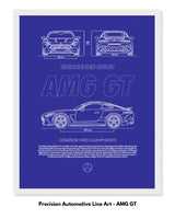 Mercedes AMG GT Blueprint Line Art Poster