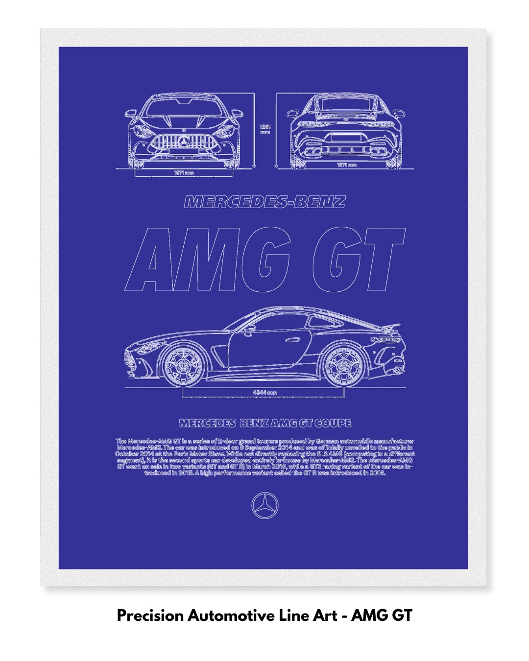 Mercedes AMG GT Blueprint Line Art Poster