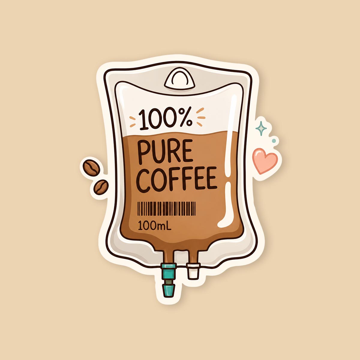 100% Pure Coffee IV Sticker