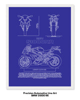 BMW S1000RR Blueprint Line Art Poster - Bike Poster
