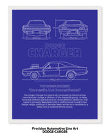 Dodge Charger Blueprint Line Art Poster
