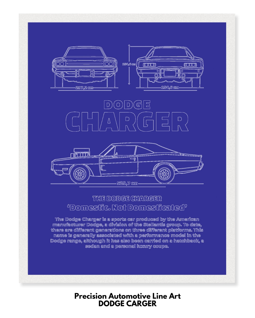 Dodge Charger Blueprint Line Art Poster