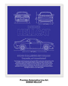Dodge Hellcat Blueprint Line Art Poster