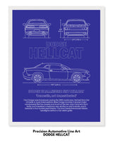 Dodge Hellcat Blueprint Line Art Poster