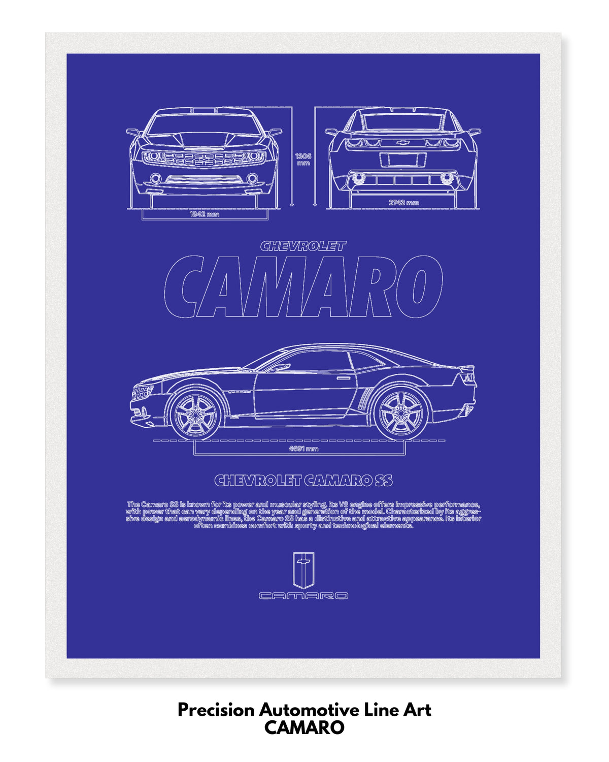 Camaro Blueprint Line Art Poster