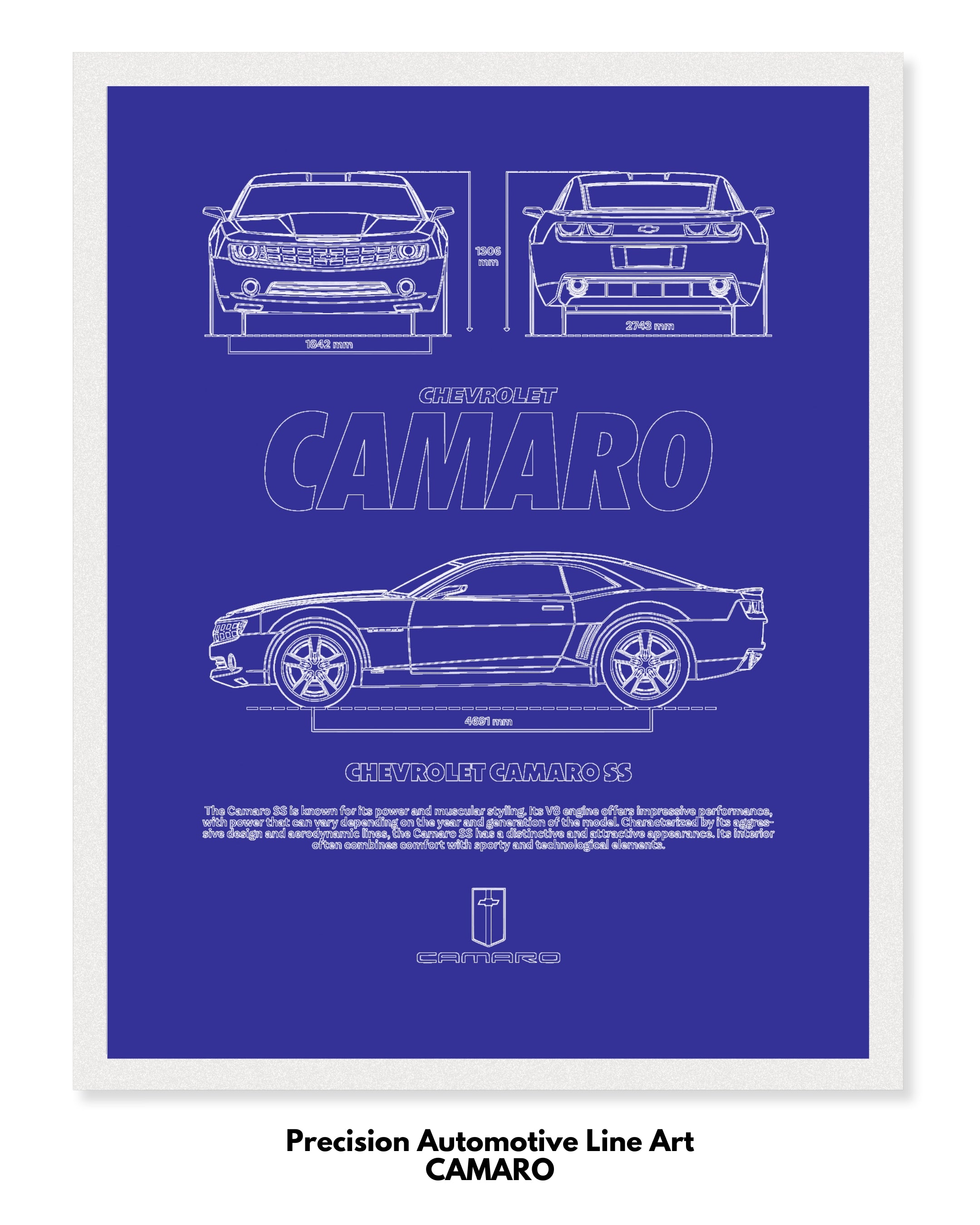 Camaro Blueprint Line Art Poster