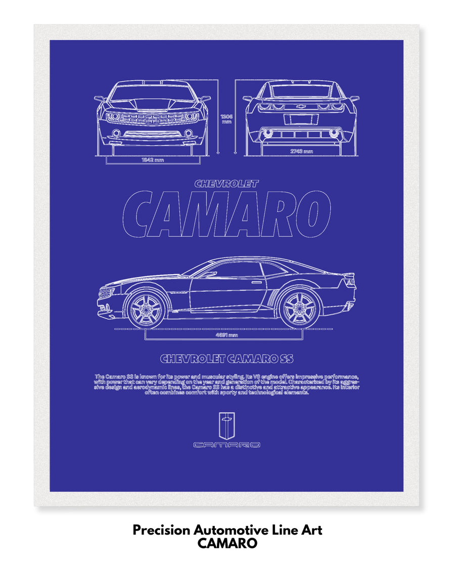 Camaro Blueprint Line Art Poster