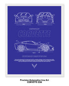 Corvette Z06 Blueprint Line Art Poster