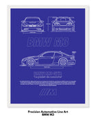 BMW M3 Blueprint Line Art Poster