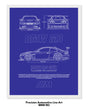 BMW M3 Blueprint Line Art Poster