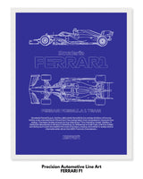 Ferrari F1 Blueprint Line Art Poster