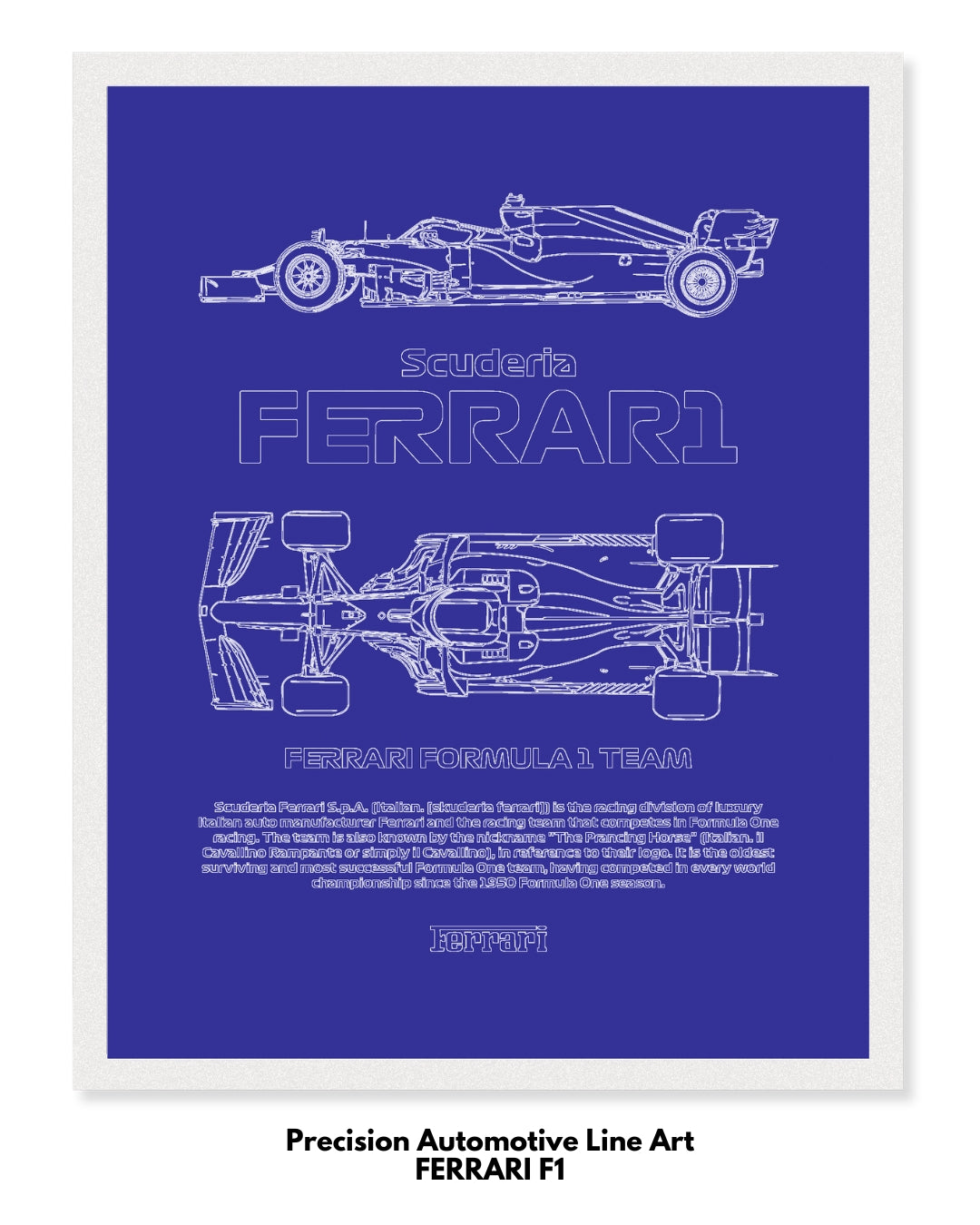 Ferrari F1 Blueprint Line Art Poster