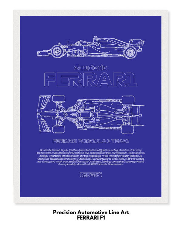 Ferrari F1 Blueprint Line Art Poster