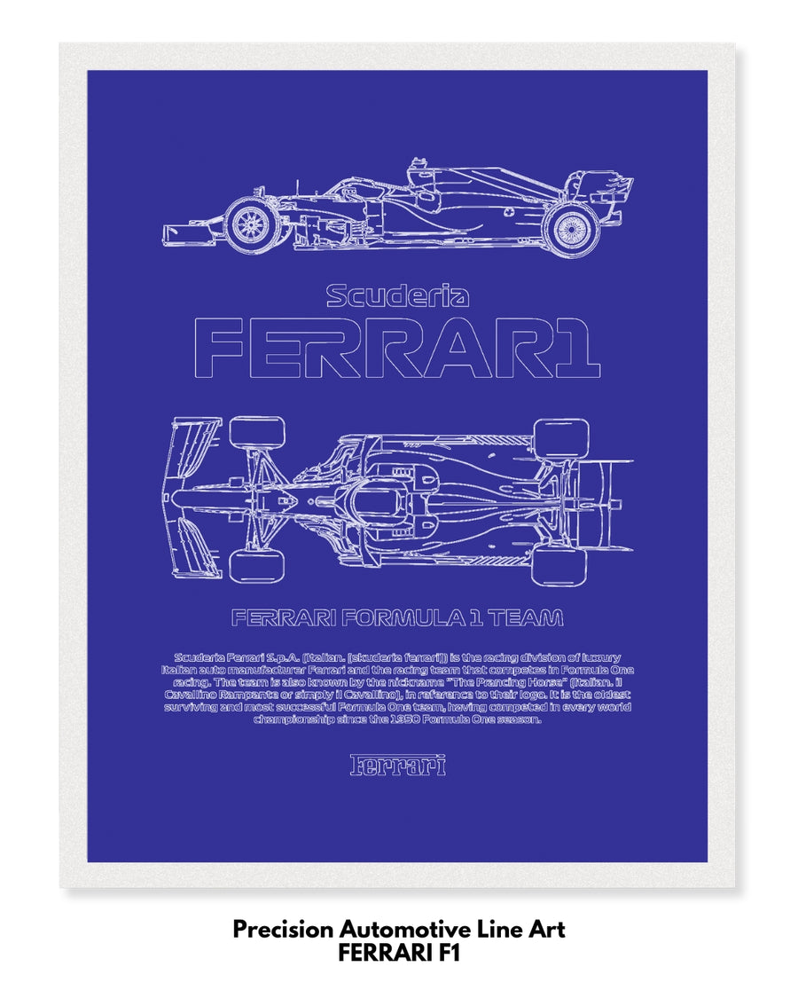 Ferrari F1 Blueprint Line Art Poster