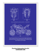 Kawasaki H2R Blueprint Line Art Poster - Bike Poster