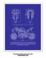 Kawasaki H2R Blueprint Line Art Poster - Bike Poster