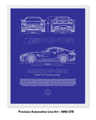 Mercedes AMG GTR Blueprint Line Art Poster