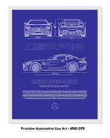 Mercedes AMG GTR Blueprint Line Art Poster