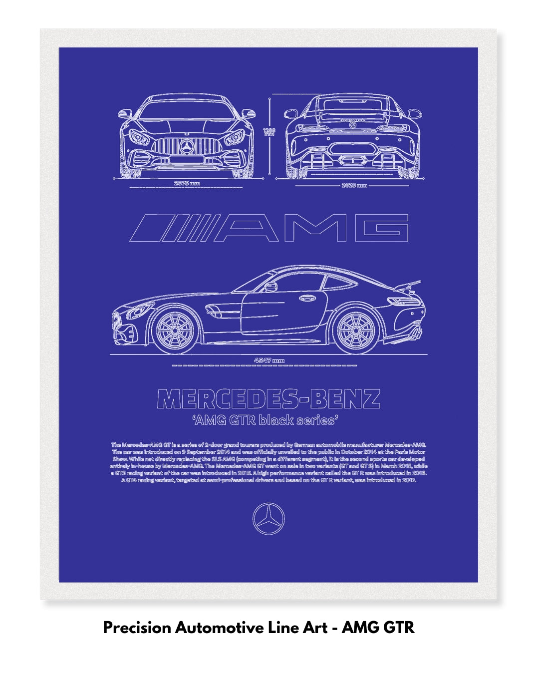 Mercedes AMG GTR Blueprint Line Art Poster
