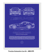 Mercedes AMG GTR Blueprint Line Art Poster