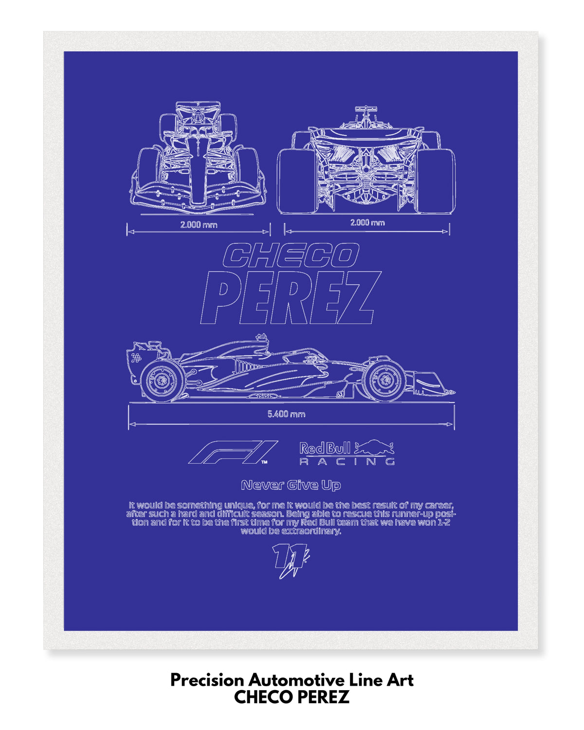 Checo Perez Blueprint Line Art Poster
