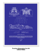 Checo Perez Blueprint Line Art Poster
