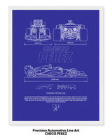 Checo Perez Blueprint Line Art Poster