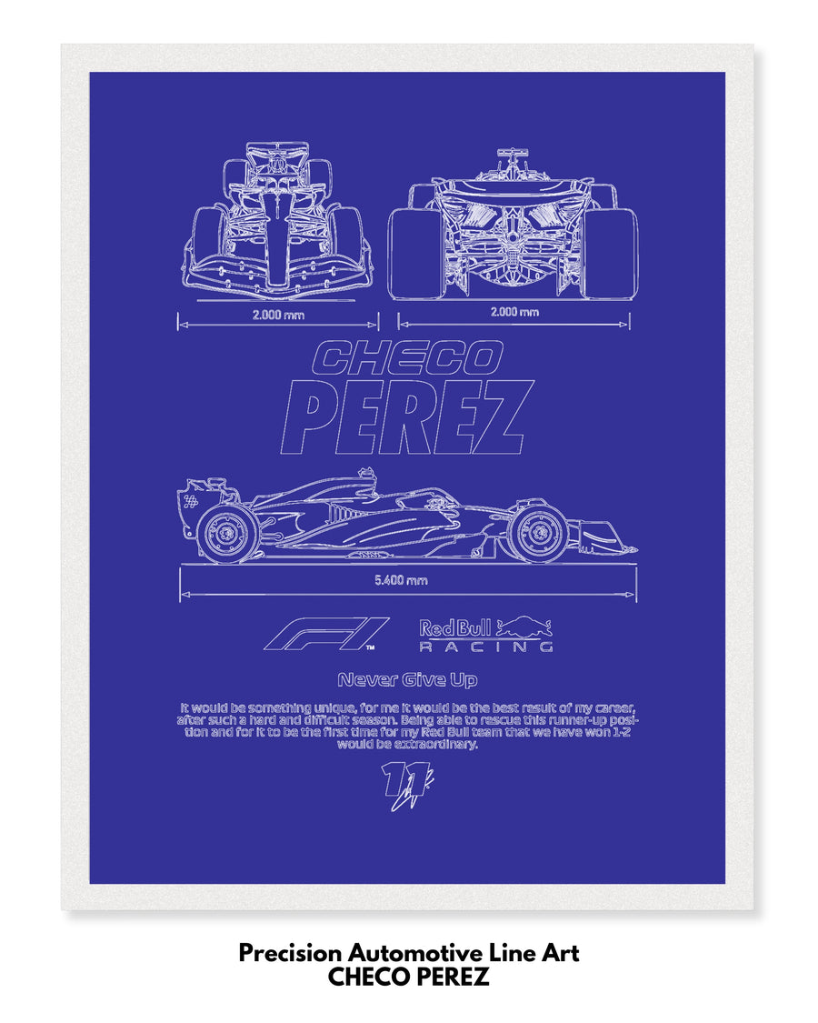 Checo Perez Blueprint Line Art Poster