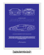 Lamborghini Aventador S Blueprint Line Art Poster