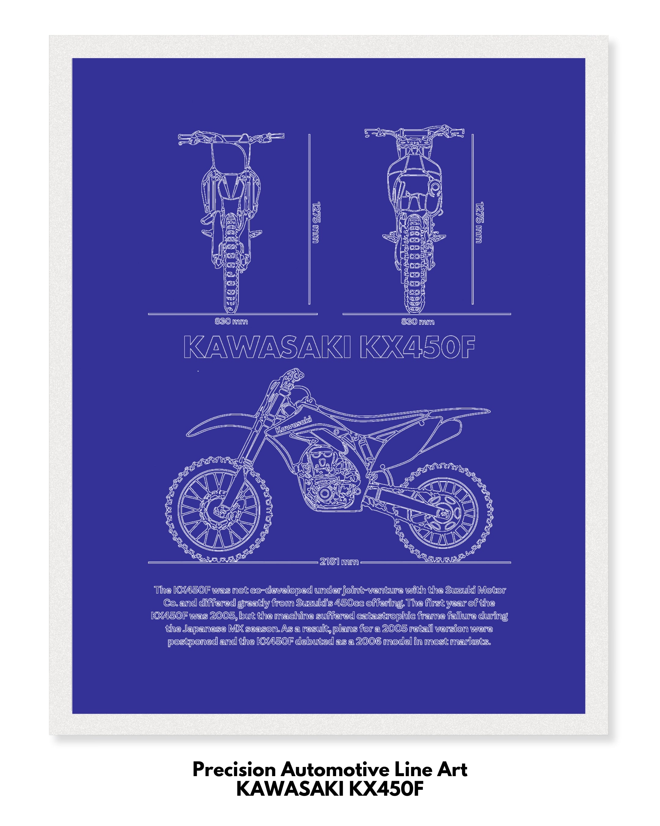 Kawasaki KX450F Blueprint Line Art Poster - Bike Poster