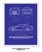 BMW CSL 3.0 Blueprint Line Art Poster