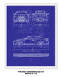 BMW CSL 3.0 Blueprint Line Art Poster