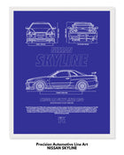 Nissan Skyline Blueprint Line Art Poster