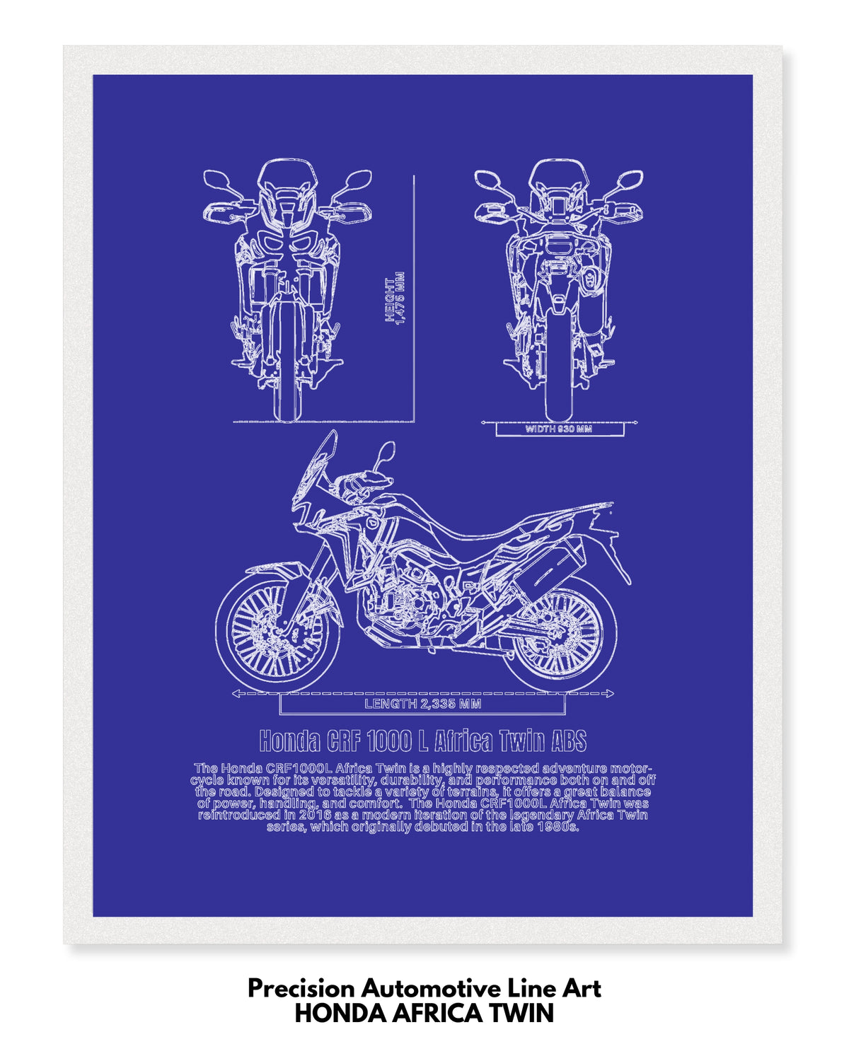 Honda Africa Twin Blueprint Line Art Poster - Bike Poster