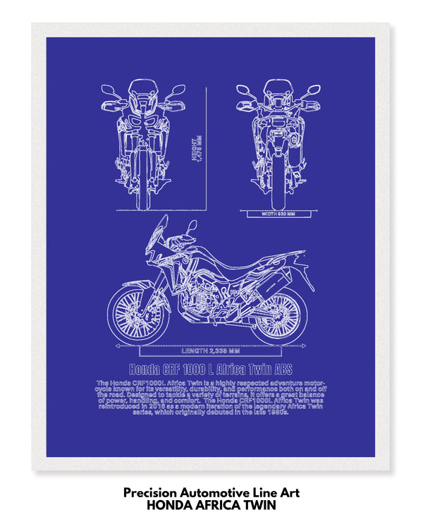 Honda Africa Twin Blueprint Line Art Poster - Bike Poster