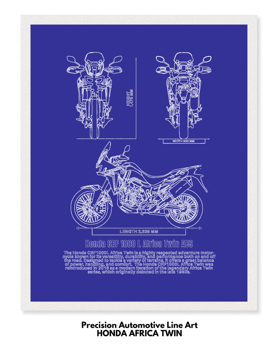 Honda Africa Twin Blueprint Line Art Poster - Bike Poster