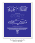 Porsche Cayman Blueprint Line Art Poster