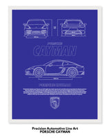 Porsche Cayman Blueprint Line Art Poster