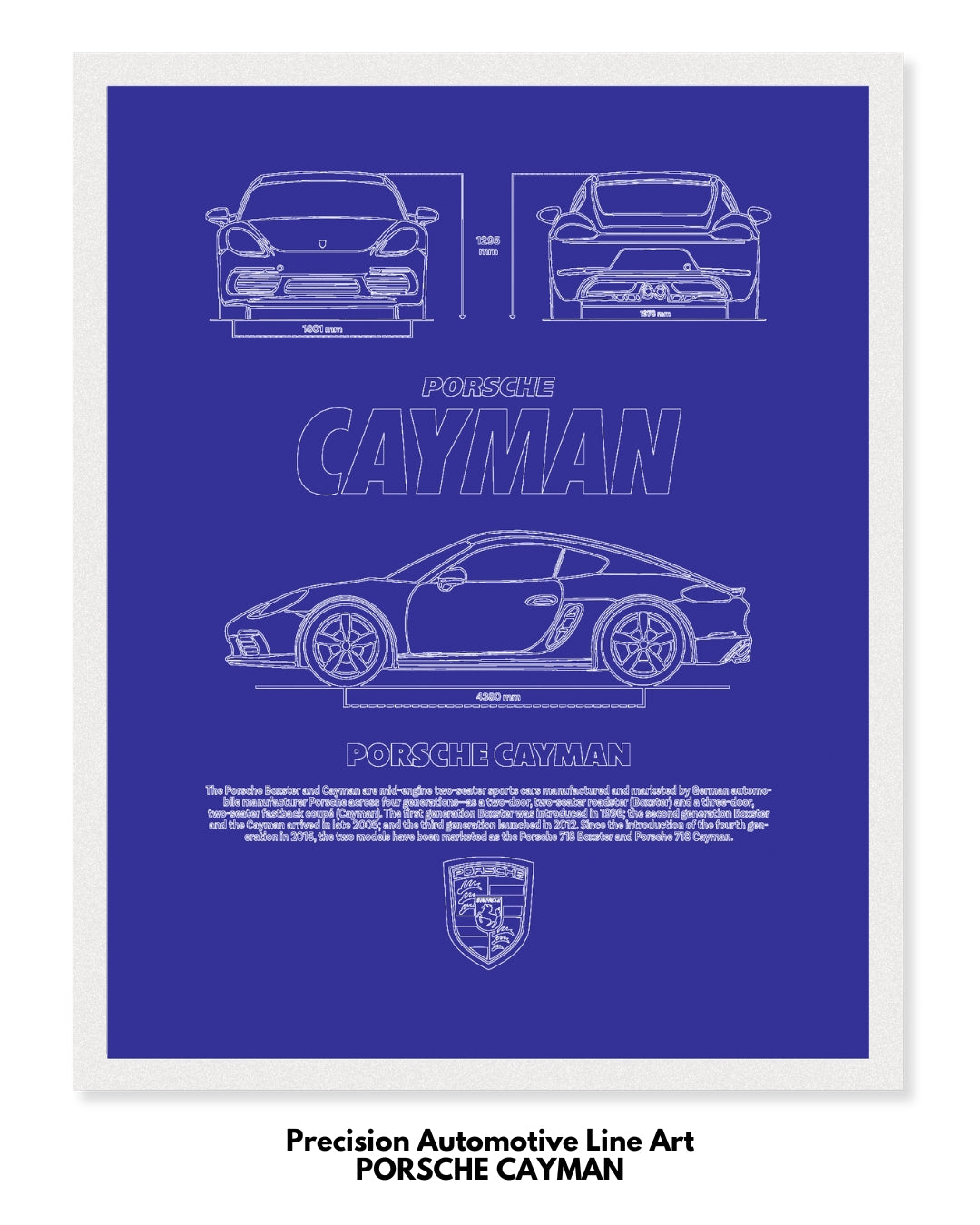 Porsche Cayman Blueprint Line Art Poster