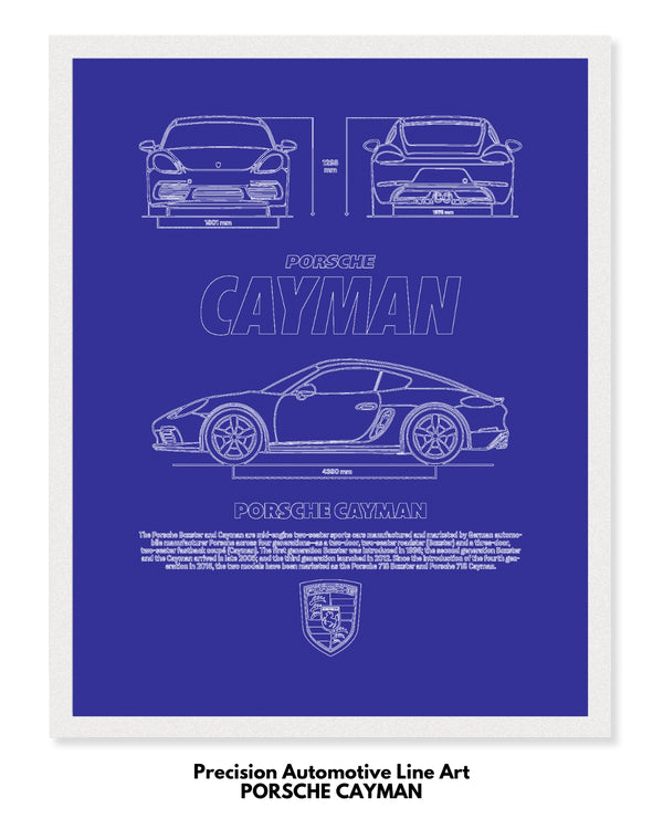 Porsche Cayman Blueprint Line Art Poster